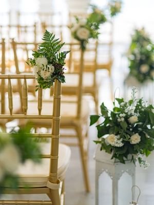 flower tied to a chair