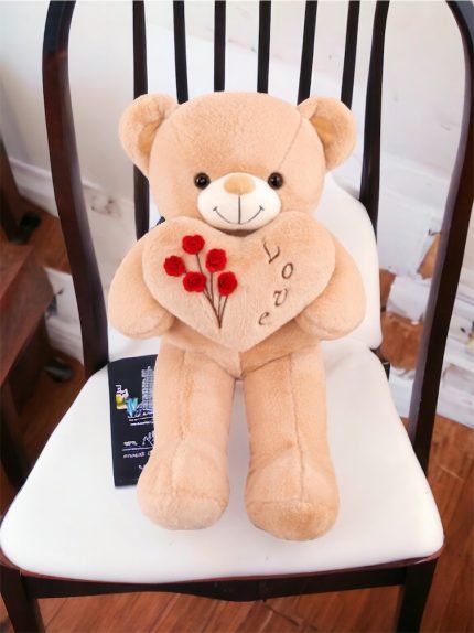 Large 22 Inch Sitting Brown Plush Bear Love Holding Heart