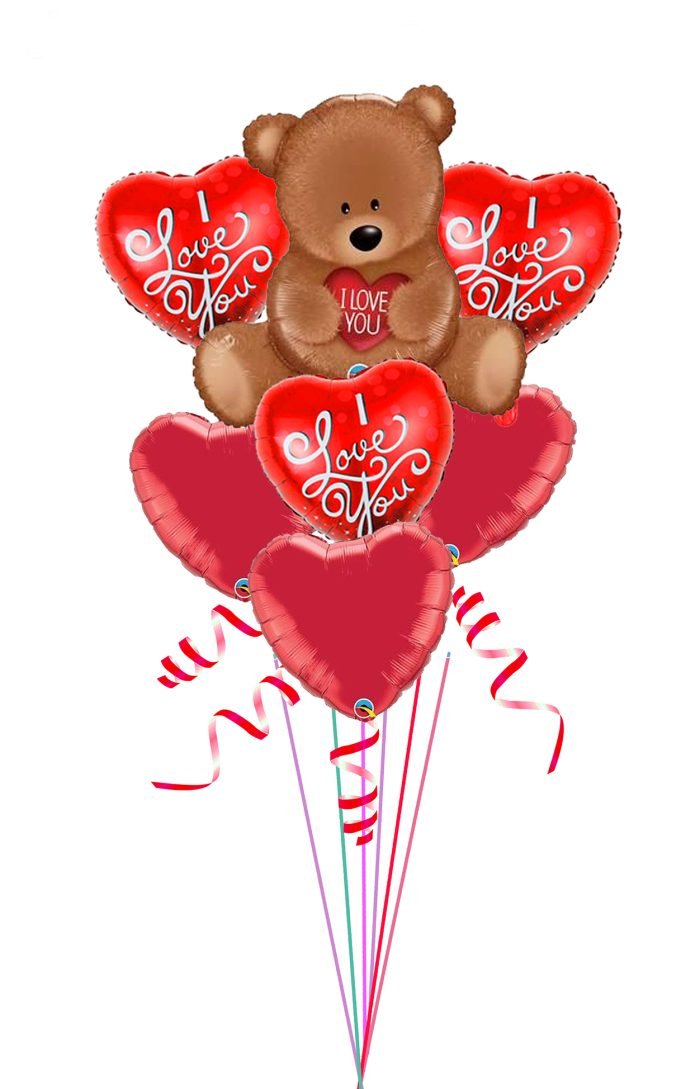 I Love You Bear Balloon Bouquet