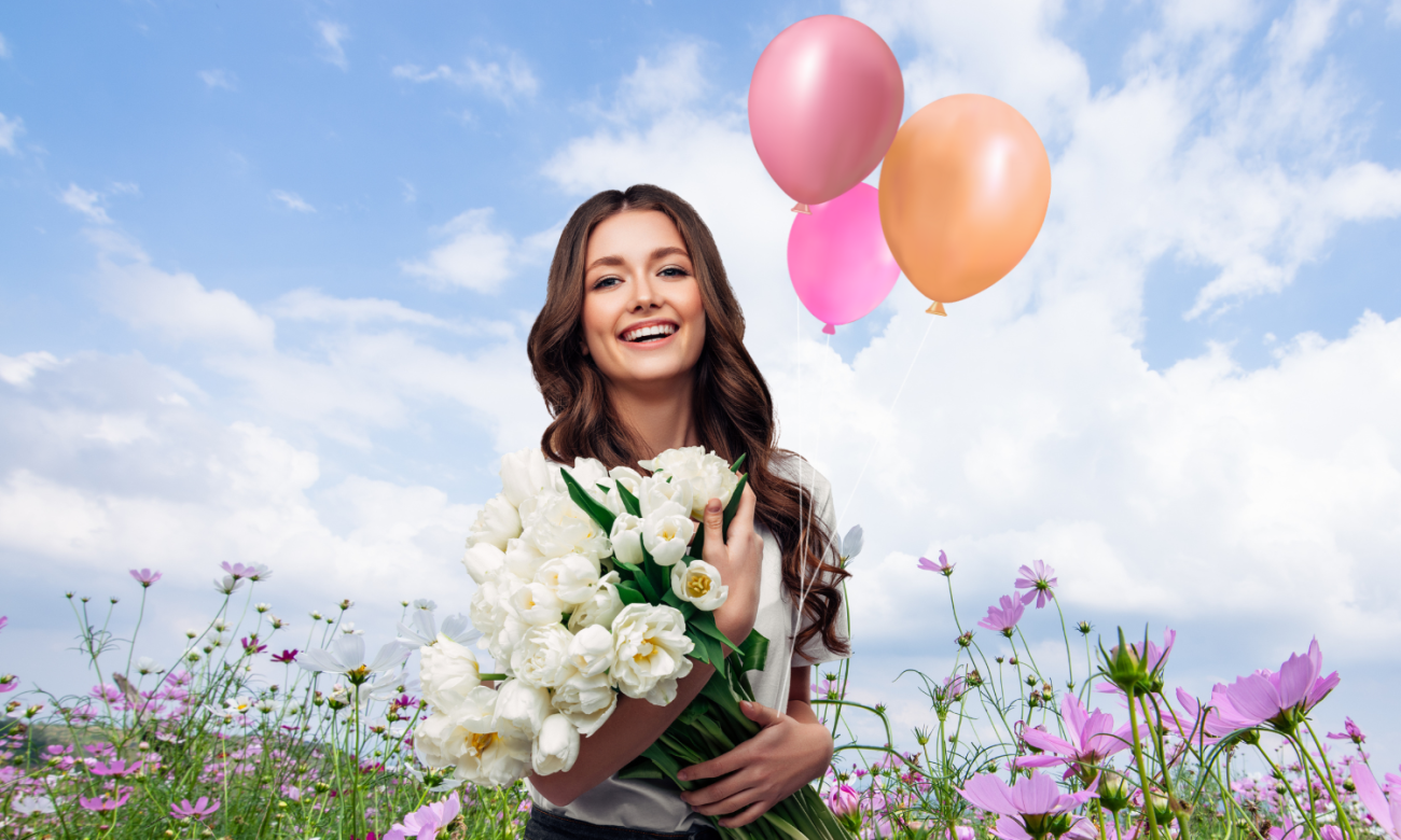 flowers and balloons
