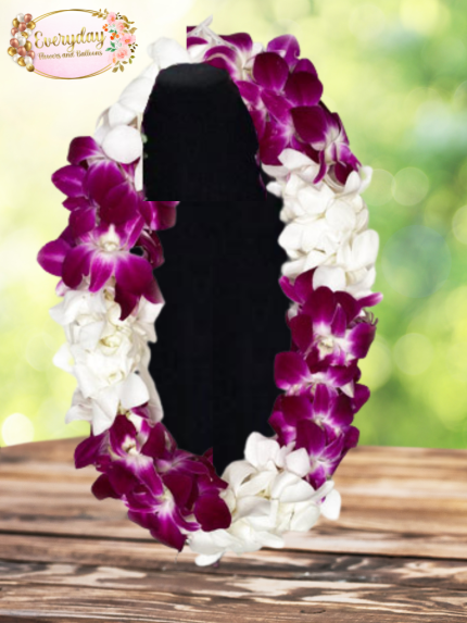 Graduation Lei – Purple and White