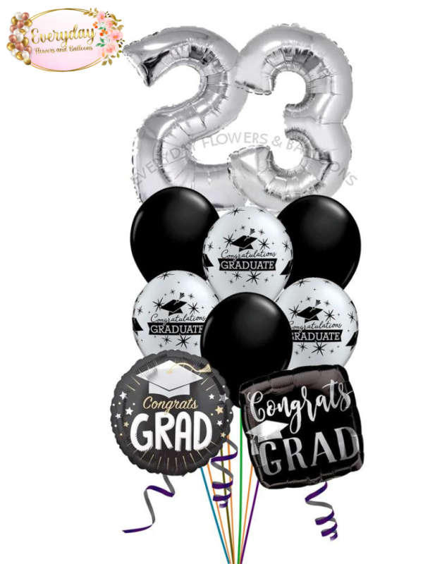 CLASS OF 2023 GRADUATION BALLOON BOUQUET IN SILVER