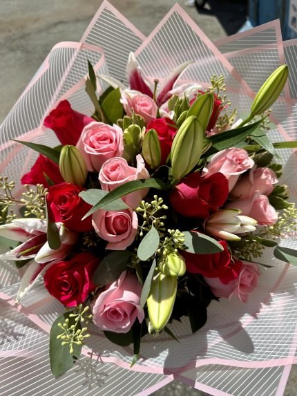 Roses and Stargazer Lilies