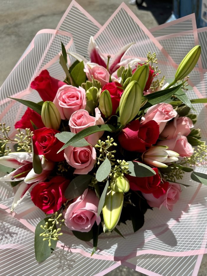 Roses and Stargazer Lilies