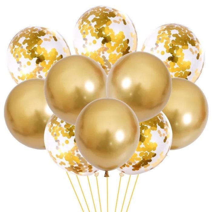 Chrome Gold Confetti Balloon Bouquet