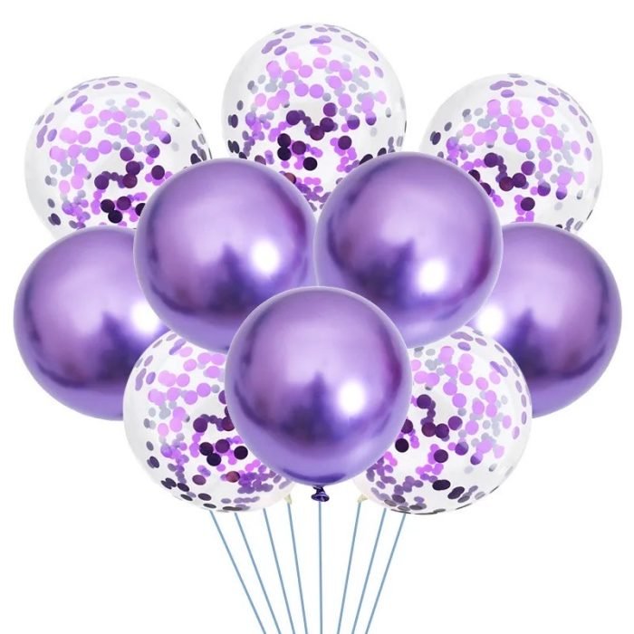 Chrome Purple Confetti Balloon Bouquet