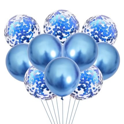 Chrome Blue Confetti Balloon Bouquet