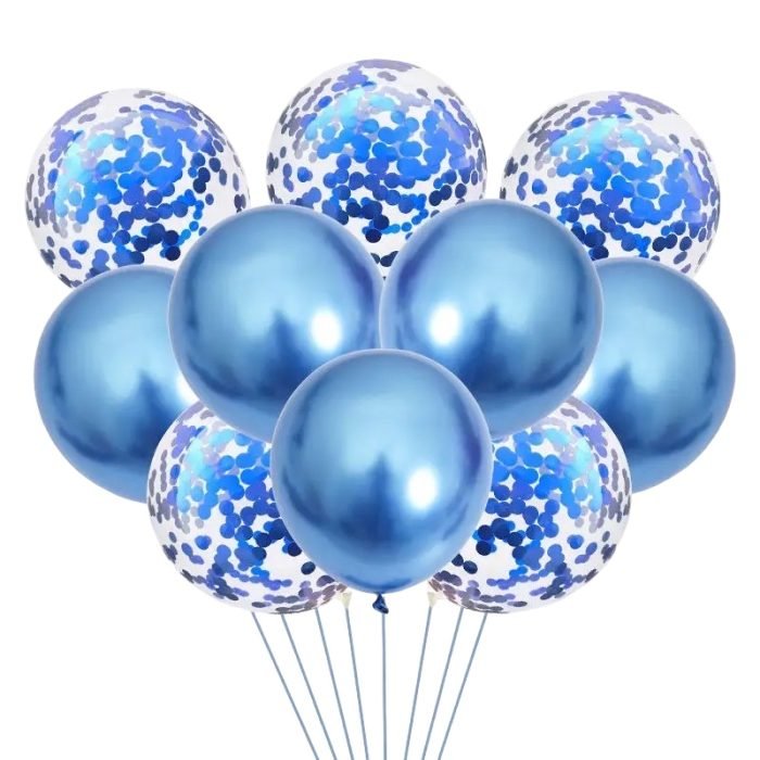 Chrome Blue Confetti Balloon Bouquet