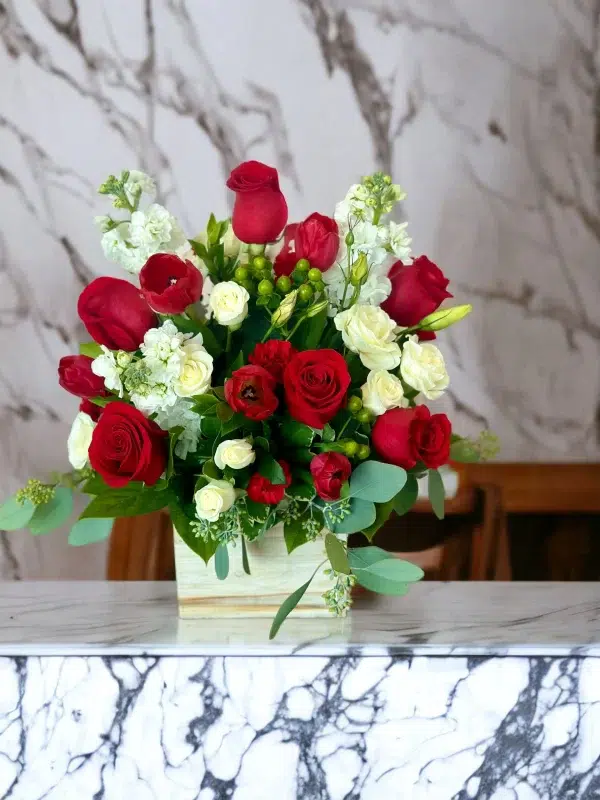 Red and white flowers