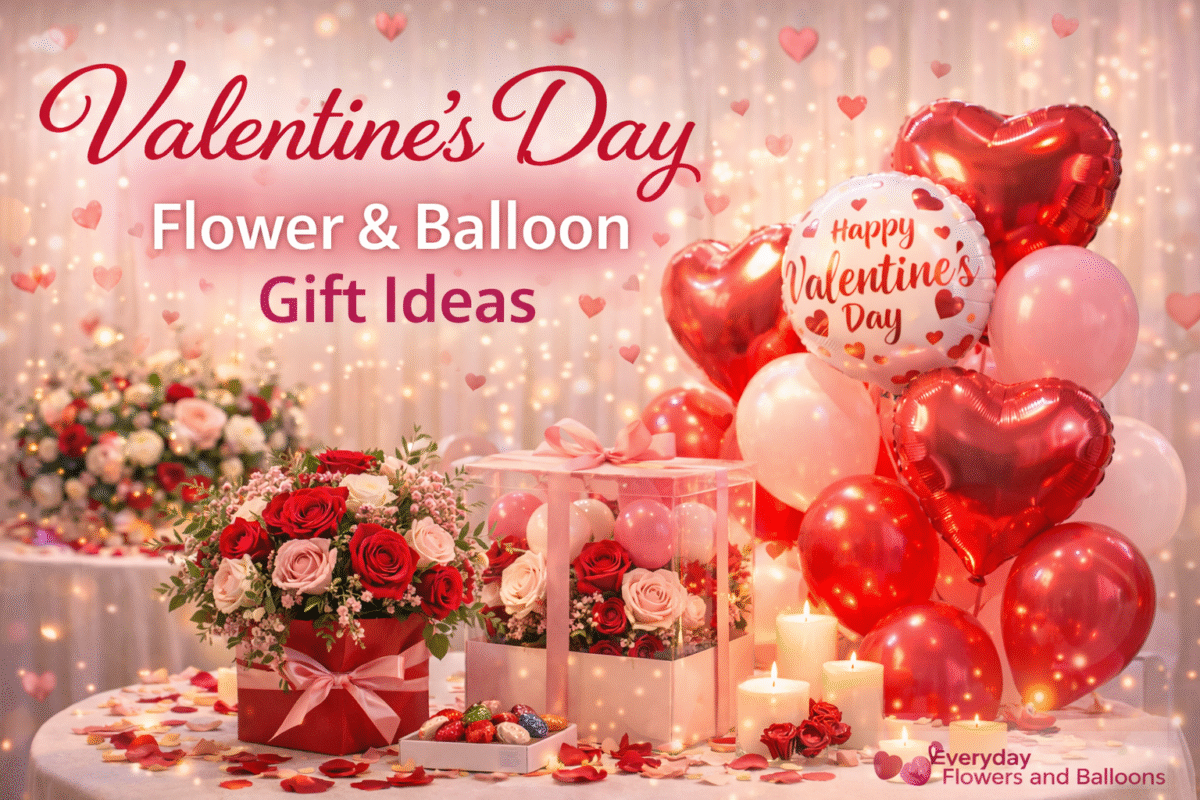 Valentine's Day gift ideas and balloons
